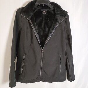 ZeroXposur Black Softshell Jacket Women’s Size L Fleece Lined Hooded Great
